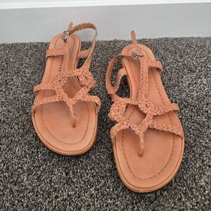 Women's Orange Leather Sandals